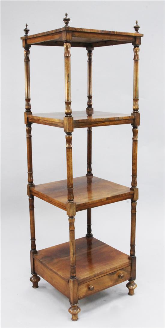 A Victorian rosewood four tier whatnot, W.1ft 6in.